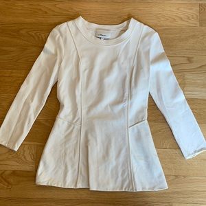3.1 Phillip Lim White 3/4 sleeve flare top